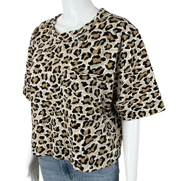 Maeve The Ettie High Rise Crop Wide Leg Pant sz 31 & Matching Knit Boxy Tee sz L - Picture 3 of 16